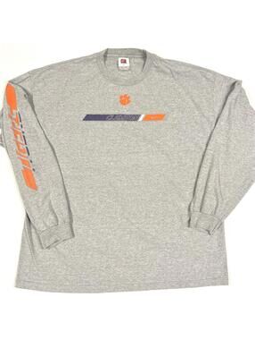 Nike Team T Shirt Clemson Tigers Long Sleeve Sz XXL Y2K VTG Heather Gray